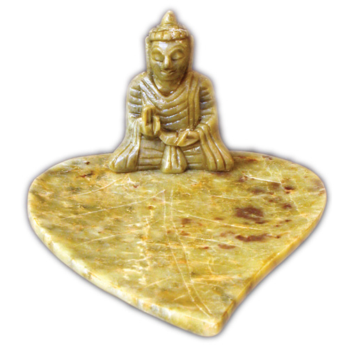 Rucherstbchenhalter Blatt mit Buddha, Lnge 13 cm