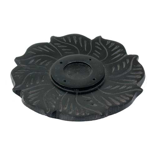 Rucherstbchenhalter Blume, schwarz,  10 cm