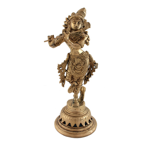 Krishna, stehend, goldfarbig, 23cm